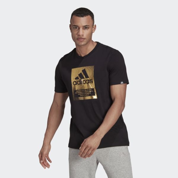 Black Adidas Foil Logo Box Graphic Tee