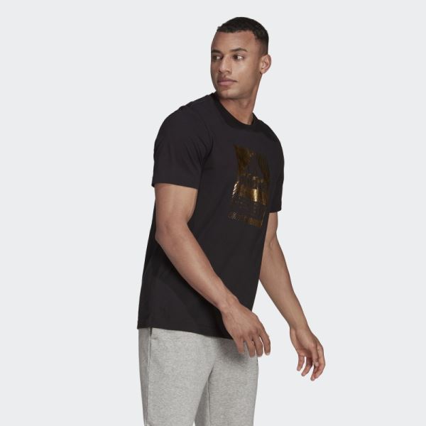 Black Adidas Foil Logo Box Graphic Tee