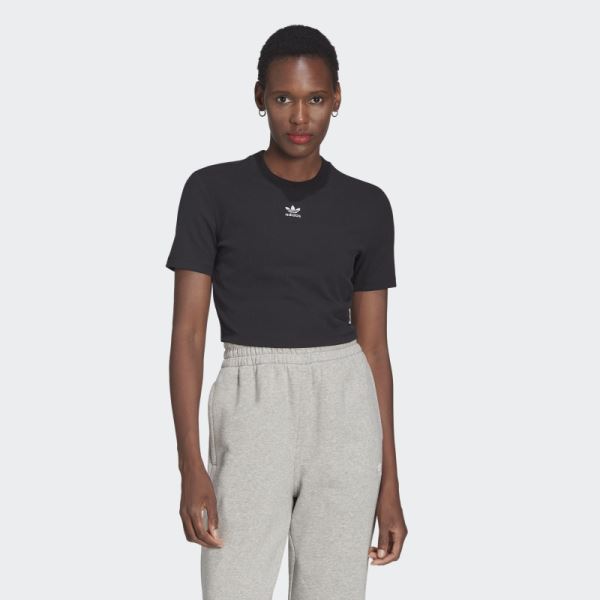 Black Adicolor Essentials Rib Cropped Tee Adidas