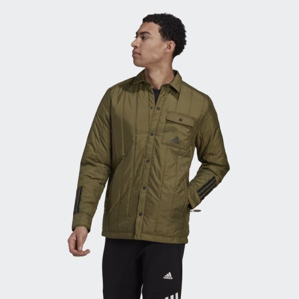 Adidas Itavic 3-Stripes Lite Shirt Jacket Olive