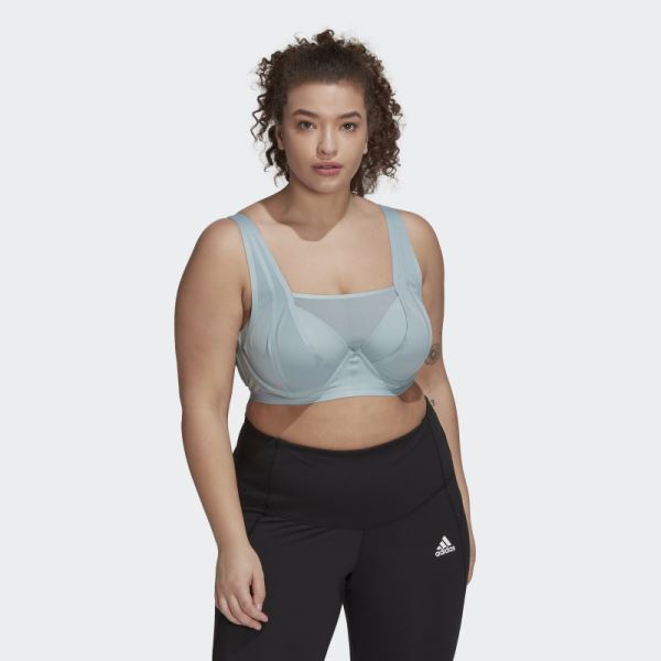 Grey Adidas TLRD Impact Luxe Training High-Support Bra (Plus Size)