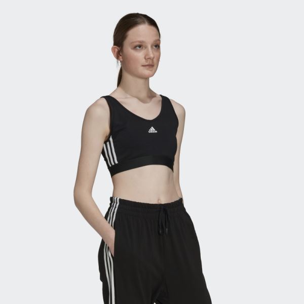 Black Essentials 3-Stripes Crop Top Adidas