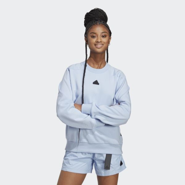 Adidas City Escape Loose Crew Sweatshirt Blue Dawn