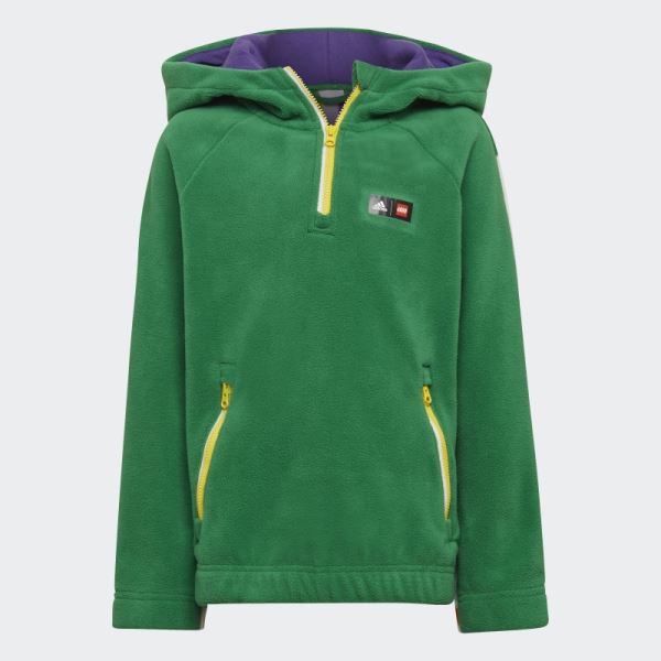 Green Adidas x Classic LEGO Winter Polar Fleece Hooded Track Top Hot