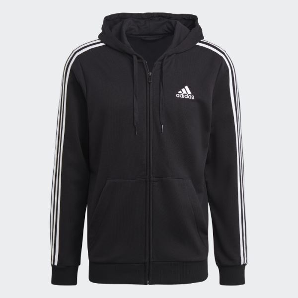 Fashion Adidas Essentials French Terry 3-Stripes Full-Zip Hoodie White