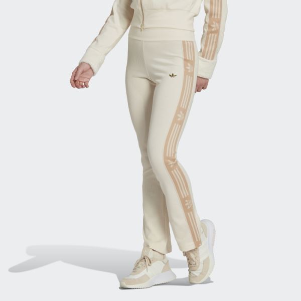 White Hot Adidas Ski Chic Flared Rib Leggings