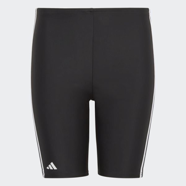 Adidas Black Classic 3-Stripes Swim Jammers