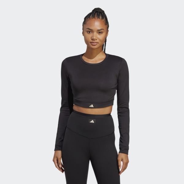 Black Adidas Sports Club Long-Sleeve Top Crop Top