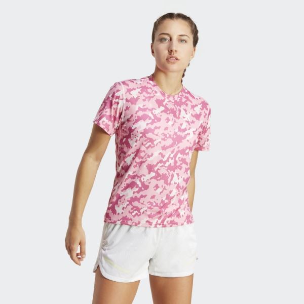 Own the Run Camo Running Tee Adidas Pink