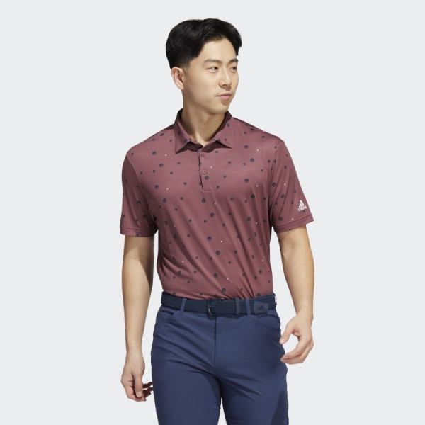 Ultimate365 Allover Print Polo Shirt Burgundy Adidas