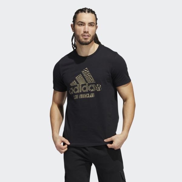 Adidas Black Los Angeles Logo Short Sleeve Graphic Tee