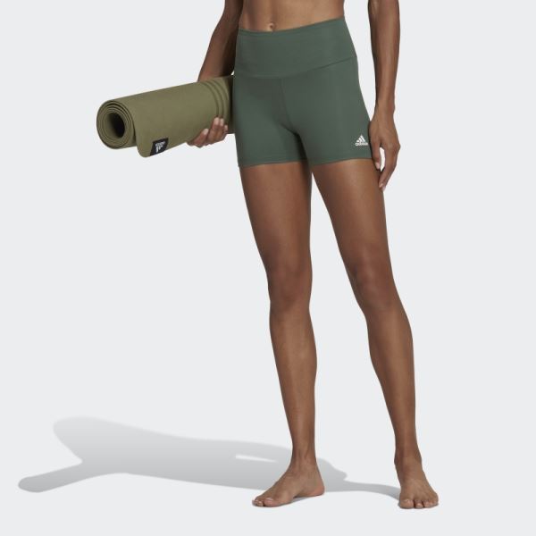 Yoga Essentials High-Waisted Short Leggings Green Oxide Adidas