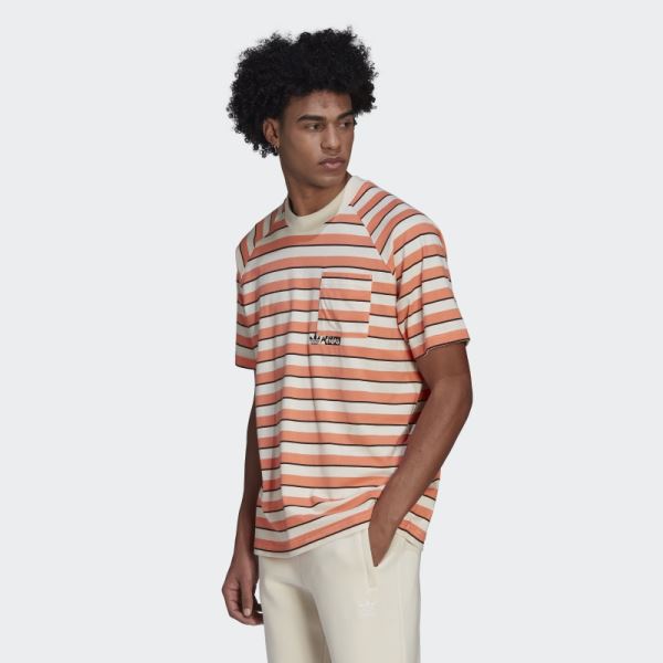 Coral Striped Pocket Tee Adidas