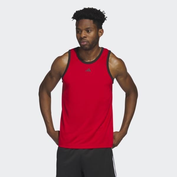 Scarlet Fashion Adidas Basketball 3-Stripes Tank Top