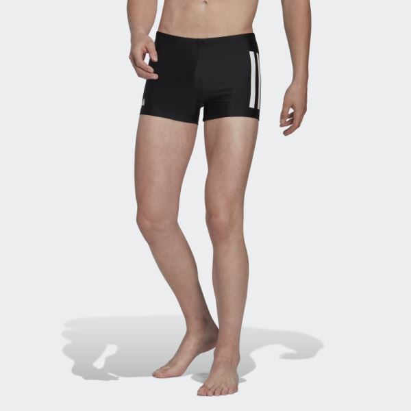 Black Adidas Bold 3-Stripes Swim Boxers