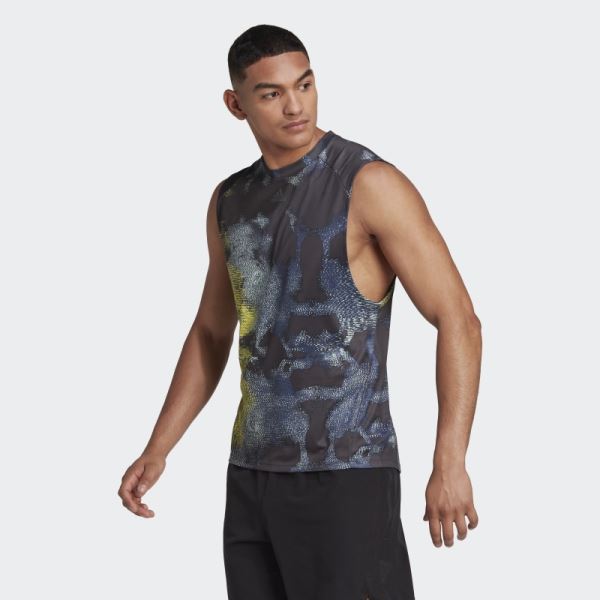 Adidas HIIT Allover Print Training Tank Top Yellow