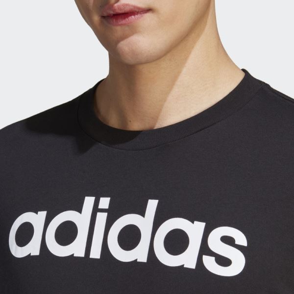 Adidas Essentials Single Jersey Linear Embroidered Logo Tee Black