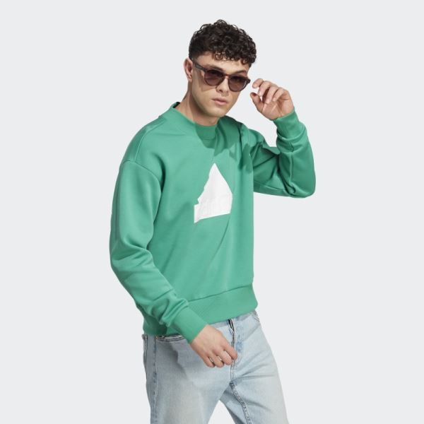 Adidas Future Icons Badge of Sport Crew Sweatshirt Court Green