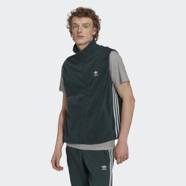 Adidas Mineral Green Adicolor 3-Stripes Fleece Vest