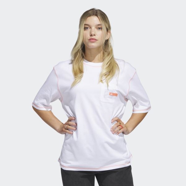 Sport Statement Boyfriend Pocket Tee White Adidas