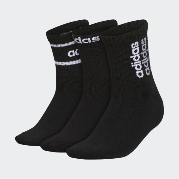 Black WM SPT STRP 2 3PK High Quarter Socks Adidas Fashion