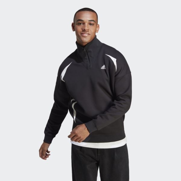 Adidas Colorblock Quarter Zip Sweatshirt White Stylish