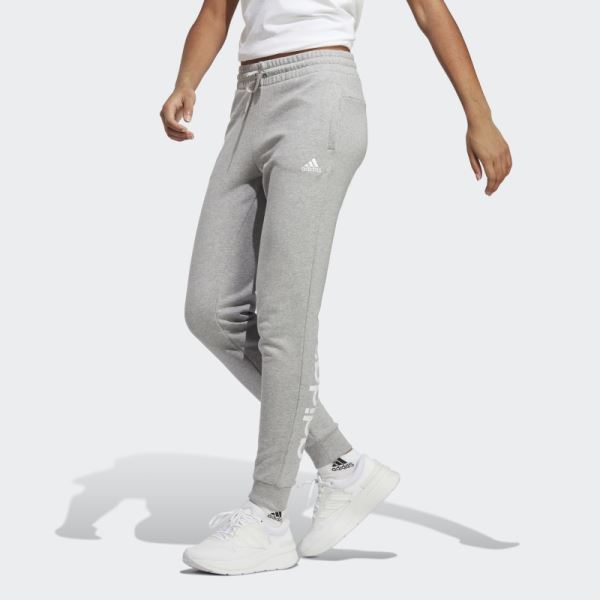 Adidas Medium Grey Essentials Linear French Terry Cuffed Joggers