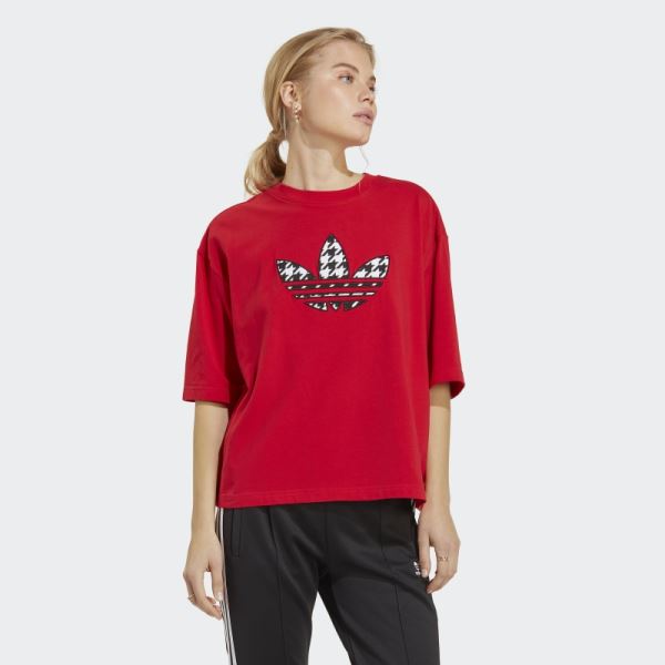 Scarlet Originals Houndstooth Trefoil Infill Tee Adidas