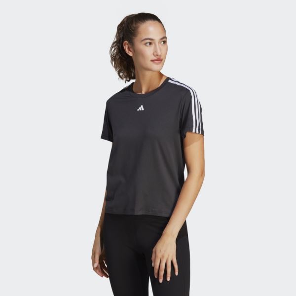 Adidas Black AEROREADY Train Essentials 3-Stripes Tee