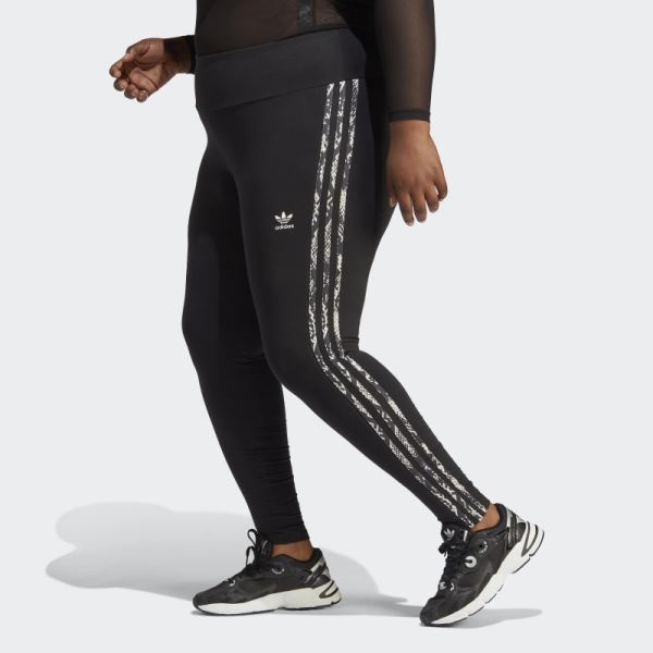 Adidas 3-Stripes Print Leggings (Plus Size) Black