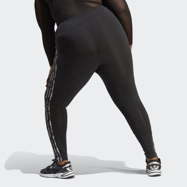 Adidas 3-Stripes Print Leggings (Plus Size) Black