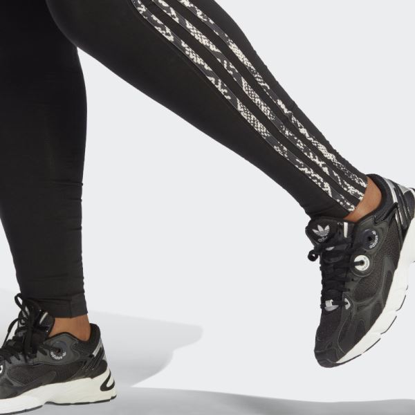 Adidas 3-Stripes Print Leggings (Plus Size) Black