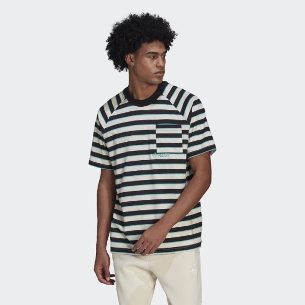 Striped Pocket Tee Black Adidas