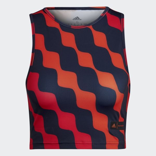 Adidas x Marimekko Train Icons Print Tank Top Hot Orange