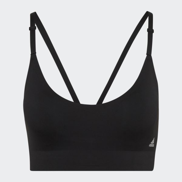 Black Adidas PureLounge Light-Support Strappy Bra