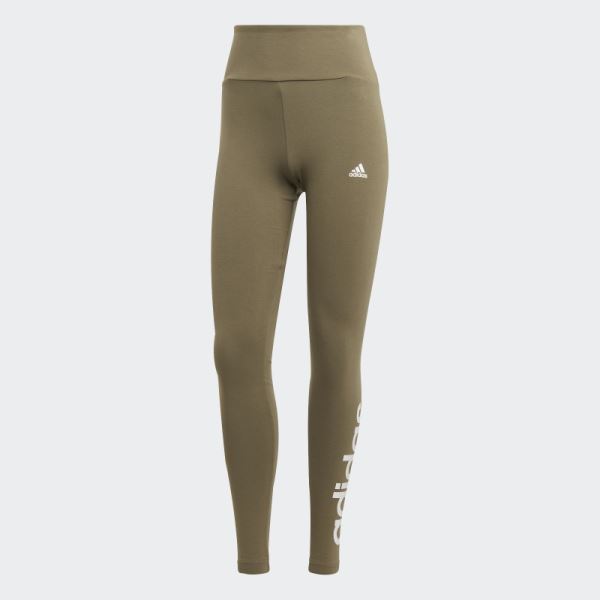 ESSENTIALS HIGH-WAISTED LOGO LEGGINGS Olive Adidas