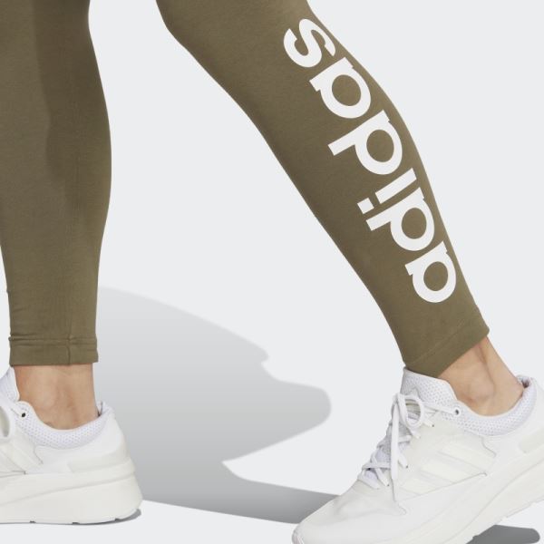 ESSENTIALS HIGH-WAISTED LOGO LEGGINGS Olive Adidas