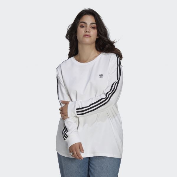 White Adidas Adicolor Classics Long Sleeve Tee (Plus Size)