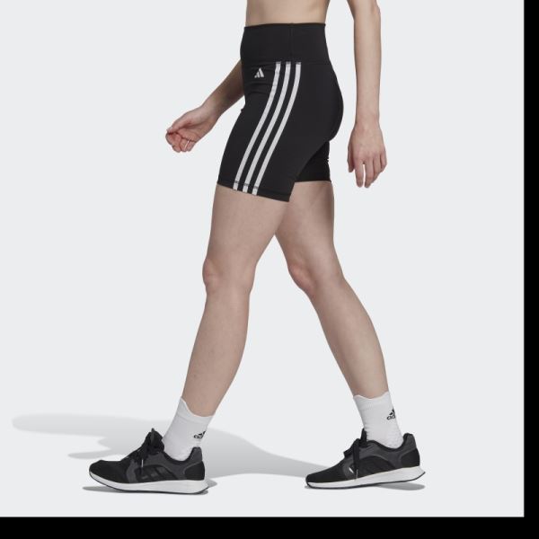 Stylish Adidas Black Training Essentials 3-Stripes High-Waisted Short Leggings