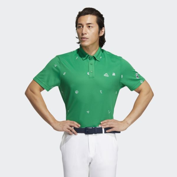 Adidas Play Green Monogram Polo Shirt Green