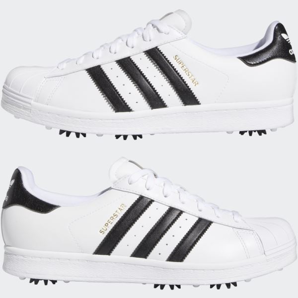 Adidas White Golf Superstar Spiked Shoes