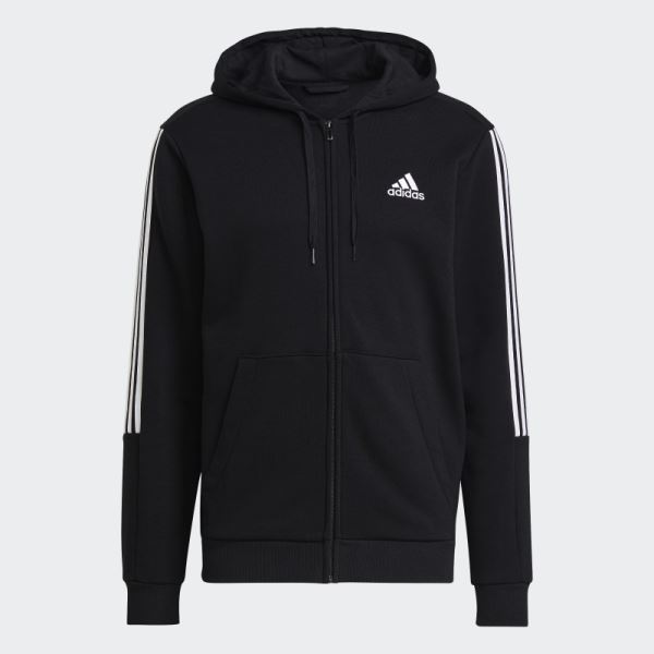 Essentials Fleece Cut 3-Stripes Track Jacket Black Adidas