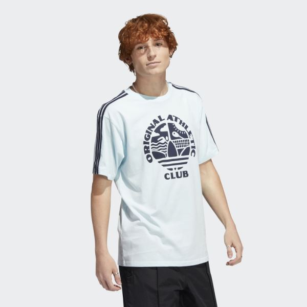 Adidas Original Athletic Club 3-Stripes T-Shirt Blue