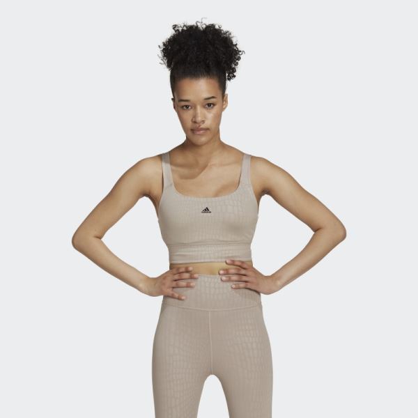 Powerimpact Training Medium-Support Longline Bra Beige Adidas