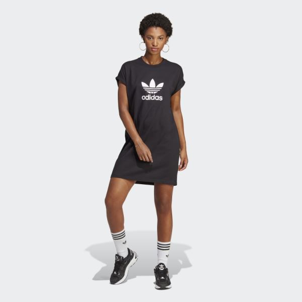 Adidas Black Adicolor Classics Trefoil Tee Dress