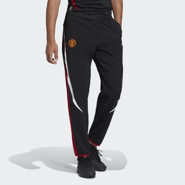 Manchester United Teamgeist Woven Tracksuit Bottoms Black Adidas