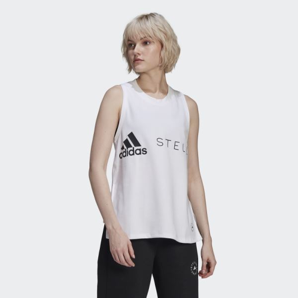 White Fashion Adidas by Stella McCartney Sportswear Logo Tank Top