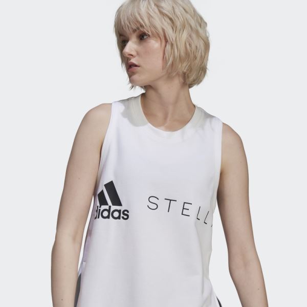 White Fashion Adidas by Stella McCartney Sportswear Logo Tank Top