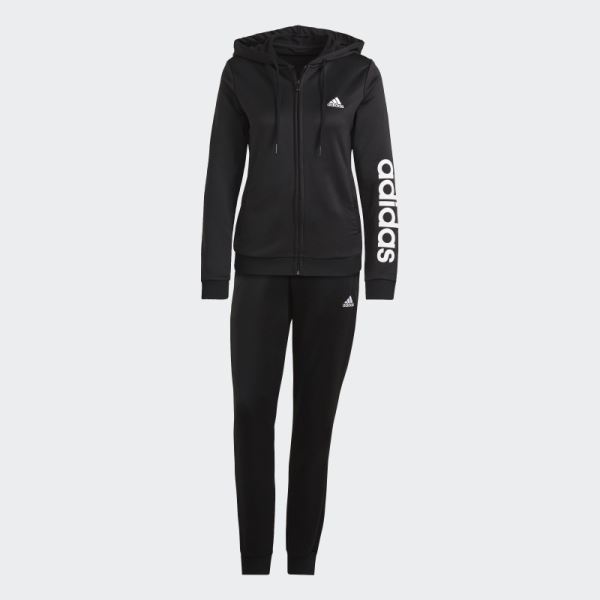 Black Adidas Essentials Logo French Terry Tracksuit