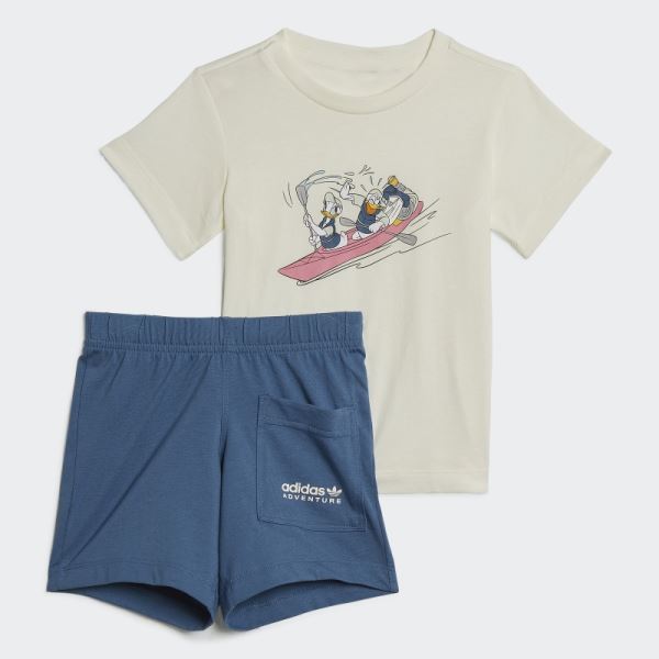 White Disney Mickey and Friends Shorts and Tee Set Adidas